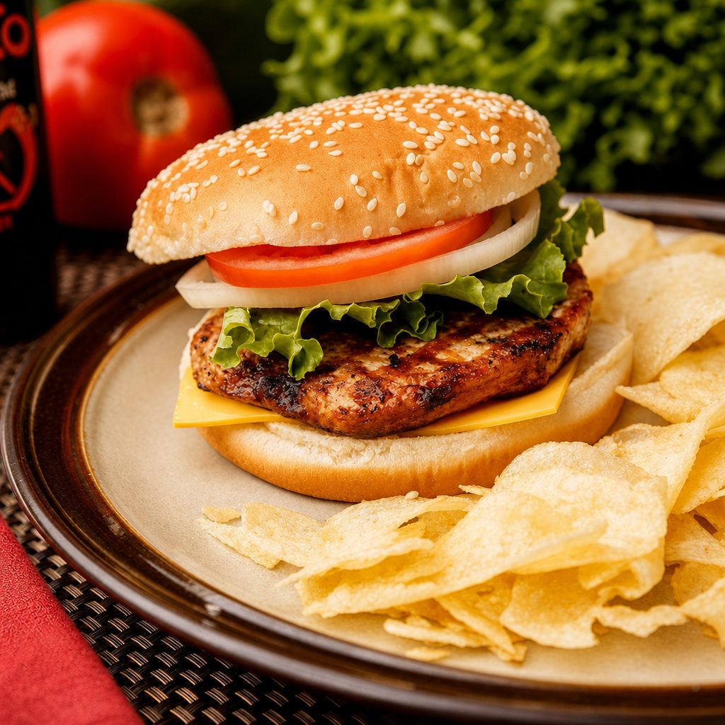 Grilled Pork Chop Sandwich.