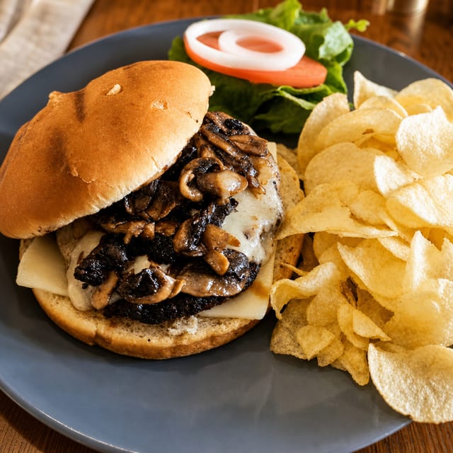 Mushroom Swiss Burger.